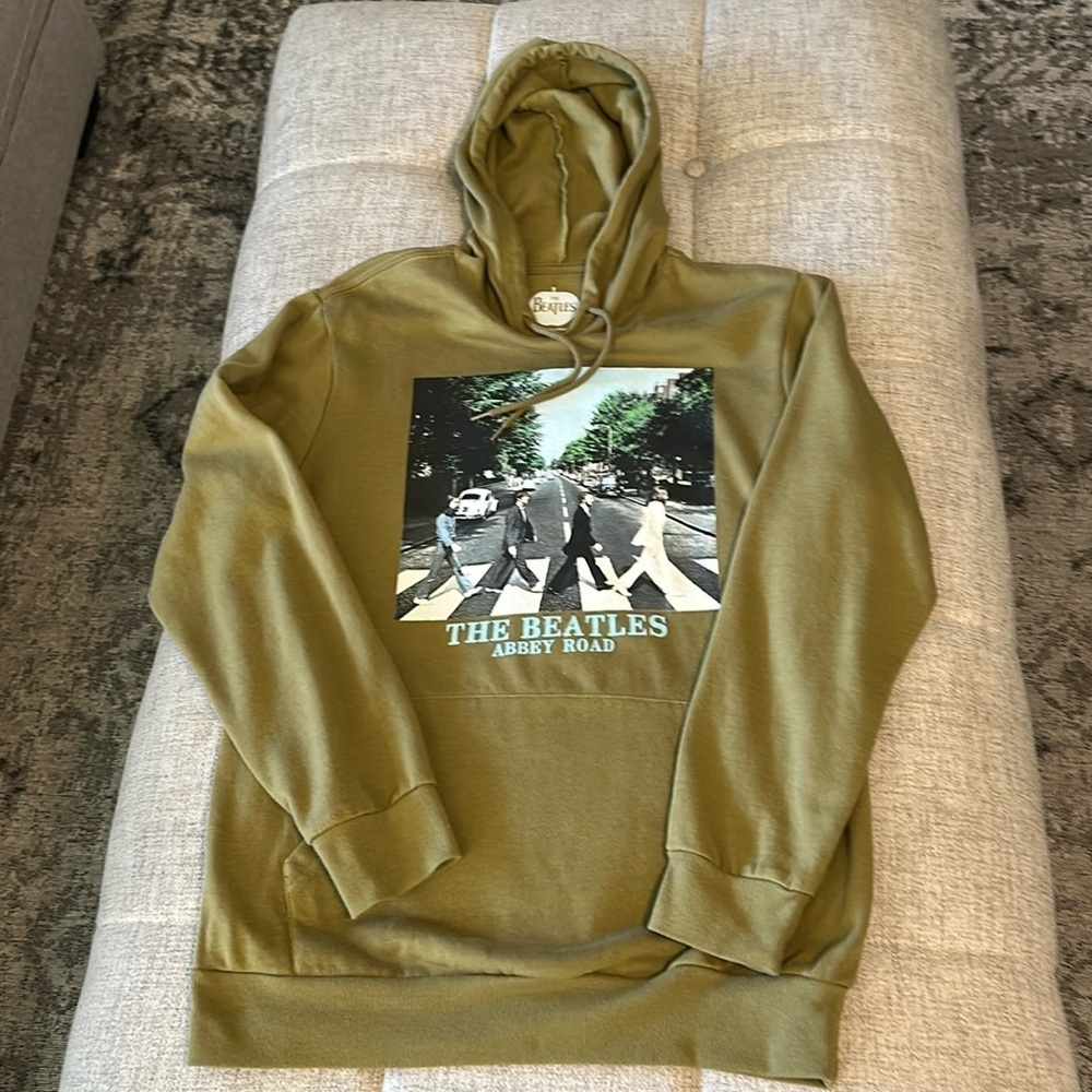 THE BEATLES MENS, GREEN, ABBY ROAD,  HOODIE SIZE S